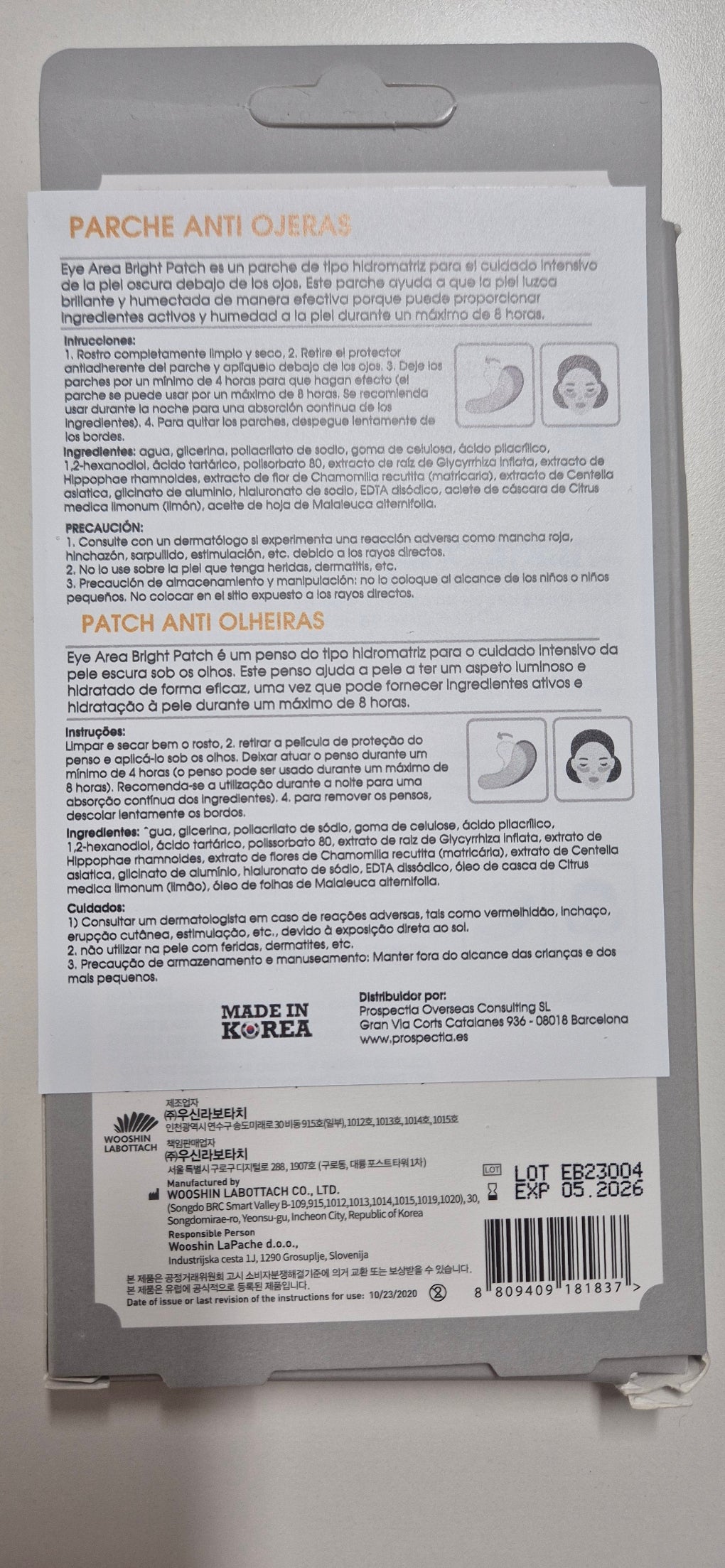 Eye Bright Care Patch — Parche de Hidrogel para Ojeras